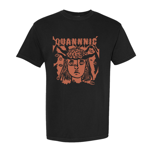 Brain Black Tee - Brown Print