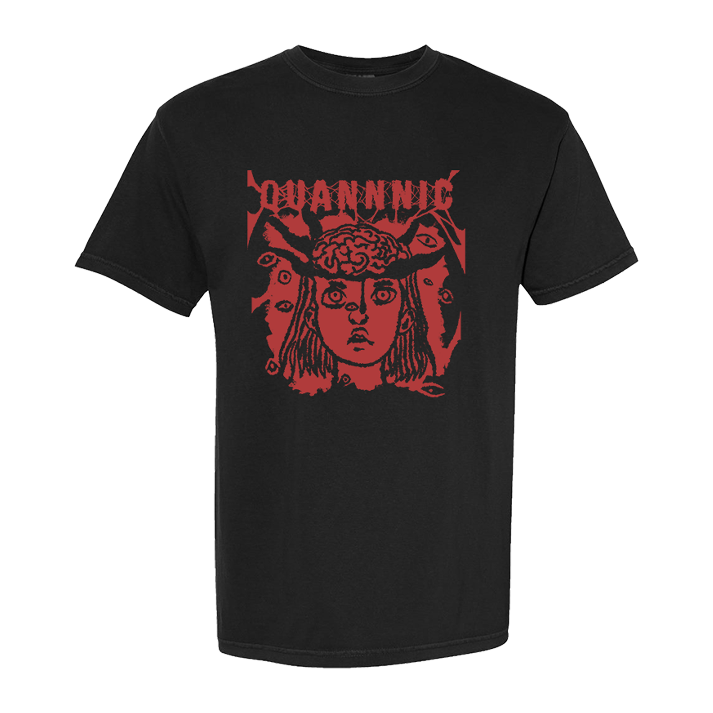 Brain Black Tee - Red Print